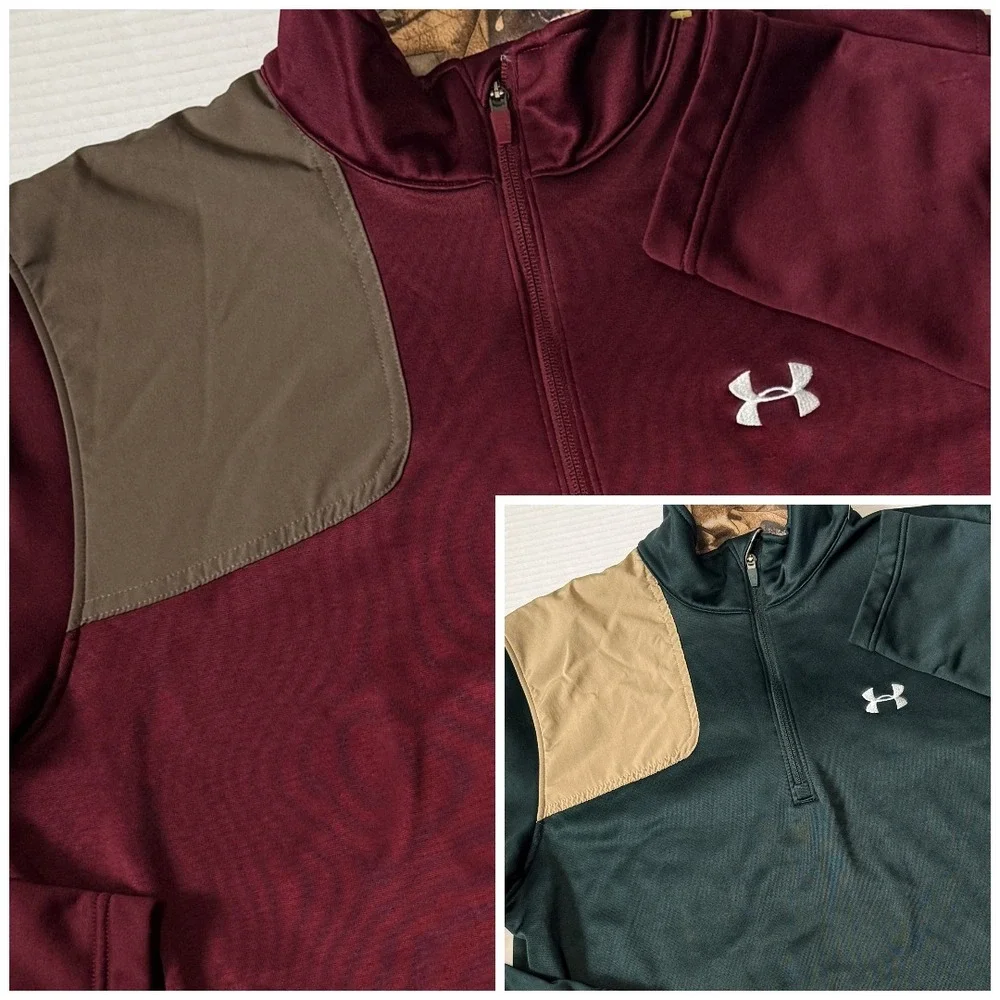Lot 2 -UNDER ARMOUR - Men's 1/4 Zip Pullover Long Sleeve Hunting Shirt - X-Large